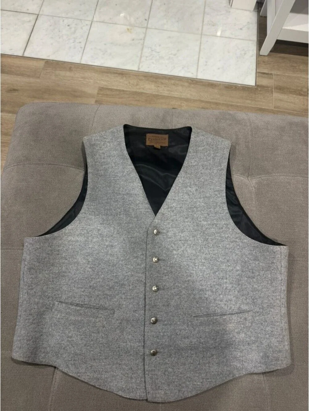 Pendleton Wool Vest Round-Up Let Er Buck Rodeo Gray XXL